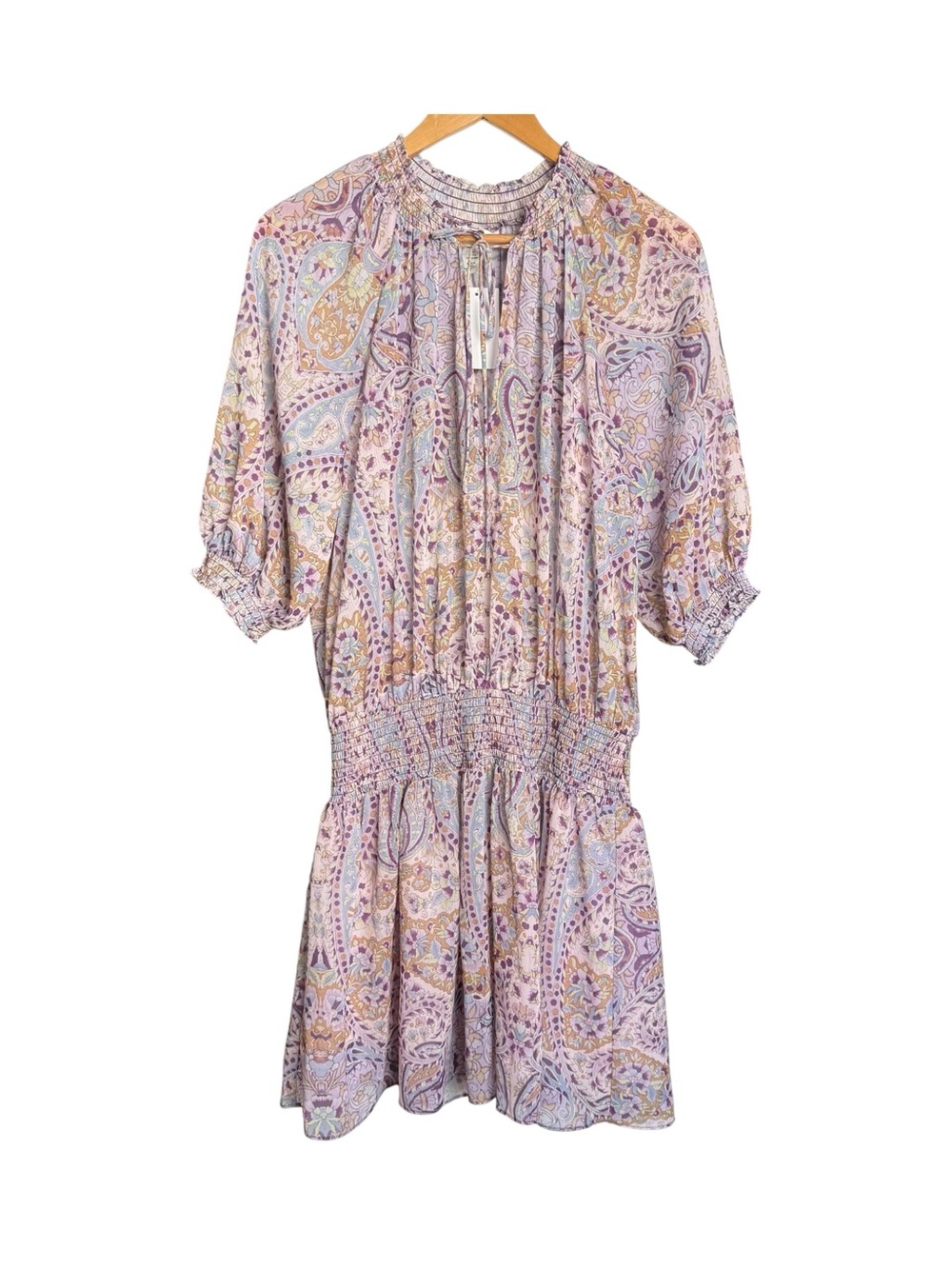 H&M Oversized Tunic Mini Dress Size Small Pink Paisley Print Festival Boho Chic